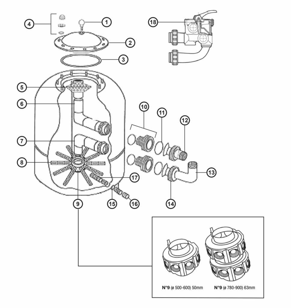 Hayward Valve side 1"1/2 for sand filter polyester FG-series - NCX07020 - 3